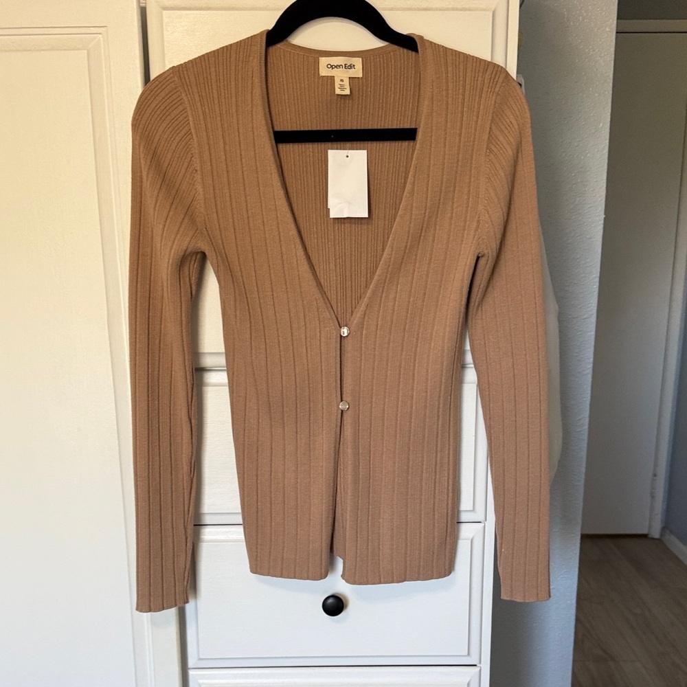 Women's Tan Ribbed Sweater